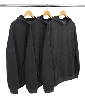 Kit 3 Moletons Canguru com Capuz Feminino Preto Mescla 