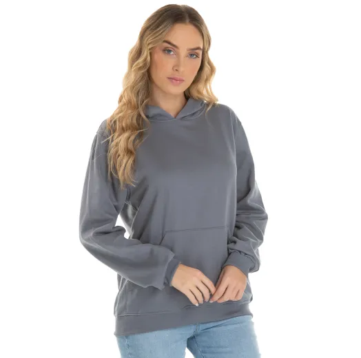 Kit 3 Moletons Canguru com Capuz Feminino Cinza Chumbo