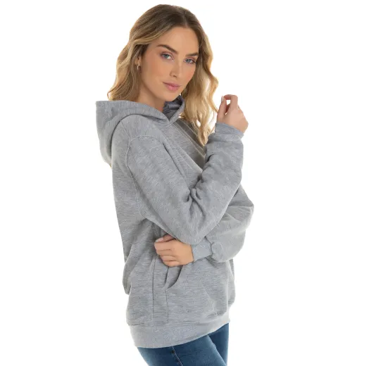 Kit 3 Moletons Canguru com Capuz Feminino Cinza Mescla