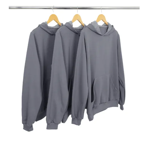 Kit 3 Moletons Canguru com Capuz Feminino Cinza Chumbo