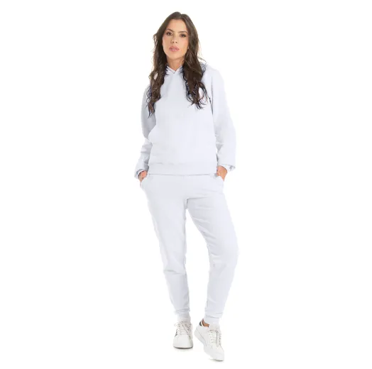 Conjunto Moletom Feminino com Capuz Branco