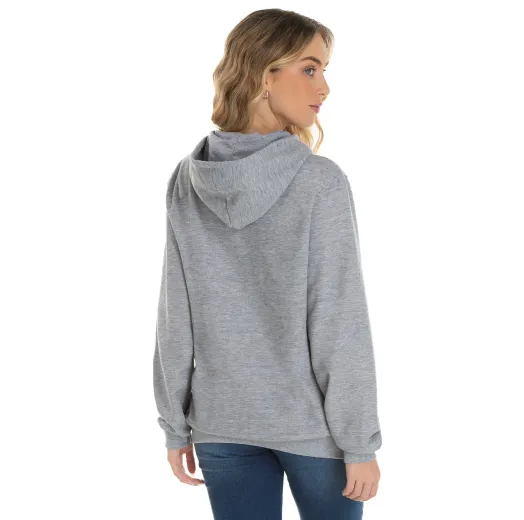 Kit 3 Moletons Canguru com Capuz Feminino Cinza Mescla