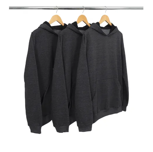 Kit 3 Moletons Canguru com Capuz Feminino Preto Mescla