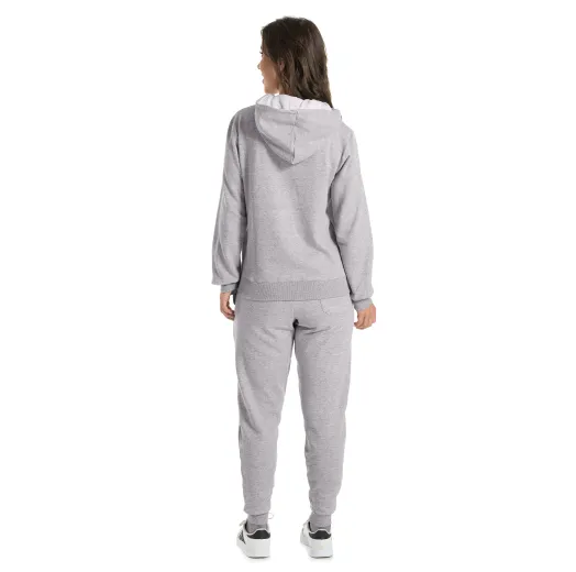 Conjunto Moletom Feminino com Capuz Cinza Mescla