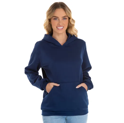 Moletom Canguru com Capuz Feminino Azul Marinho