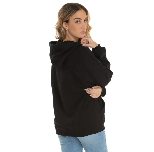 Moletom Canguru com Capuz Feminino Preto