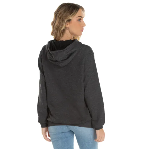 Kit 3 Moletons Canguru com Capuz Feminino Preto Mescla