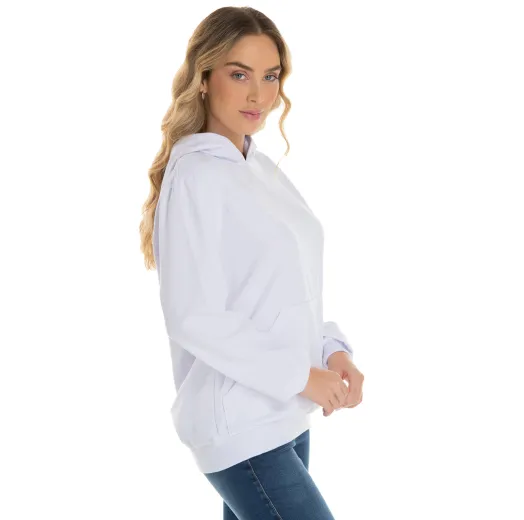 Moletom Canguru com Capuz Feminino Branco