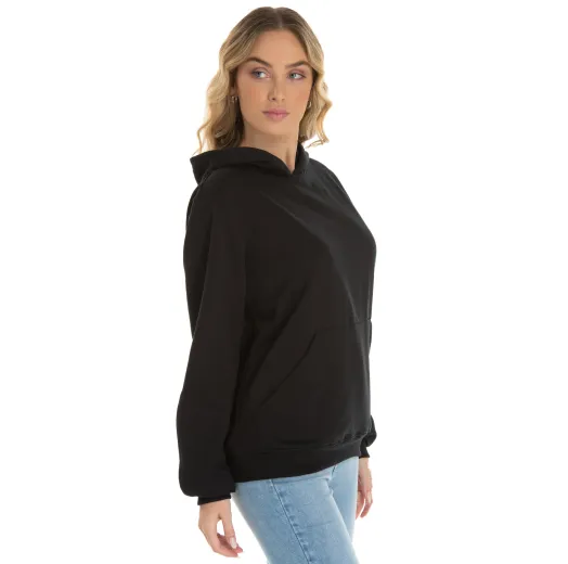 Moletom Canguru com Capuz Feminino Preto