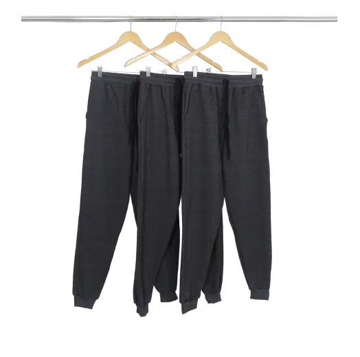 Kit 3 Calças Femininas de Moletom Preto Mescla