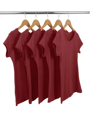 Kit 5 Baby Look PV / Malha Fria Bordô