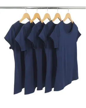 Kit 5 Baby Look PV / Malha Fria Azul Marinho