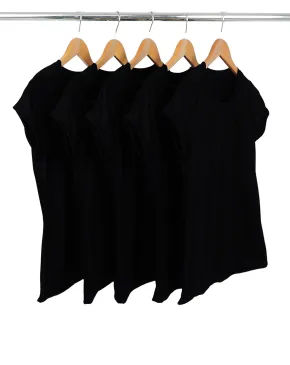 Kit 5 Baby Look PV / Malha Fria Preta