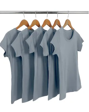 Kit 5 Baby Look PV / Malha Fria Cinza Chumbo