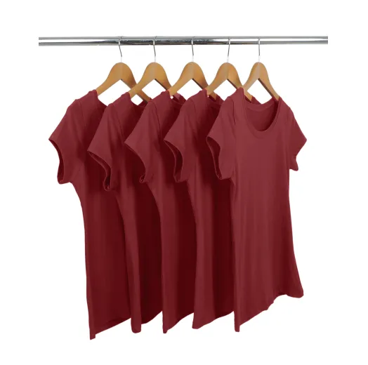 Kit 5 Baby Look PV / Malha Fria Bordô