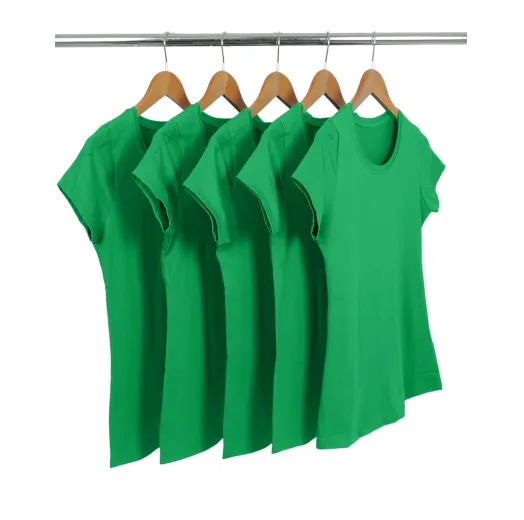 Kit 5 Baby Look PV / Malha Fria Verde Bandeira 