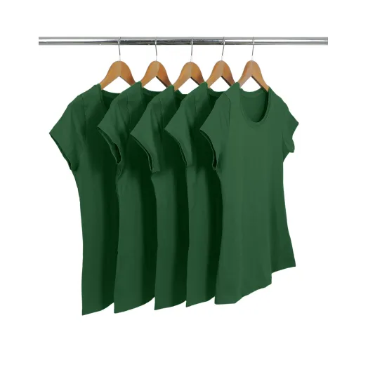 Kit 5 Baby Look PV / Malha Fria Verde Musgo