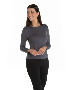 Camiseta Segunda Pele Manga Longa Feminina Cinza Chumbo UV 50+