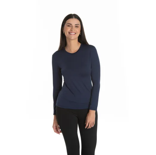 Camiseta Segunda Pele Manga Longa Feminina Azul Marinho UV 50+
