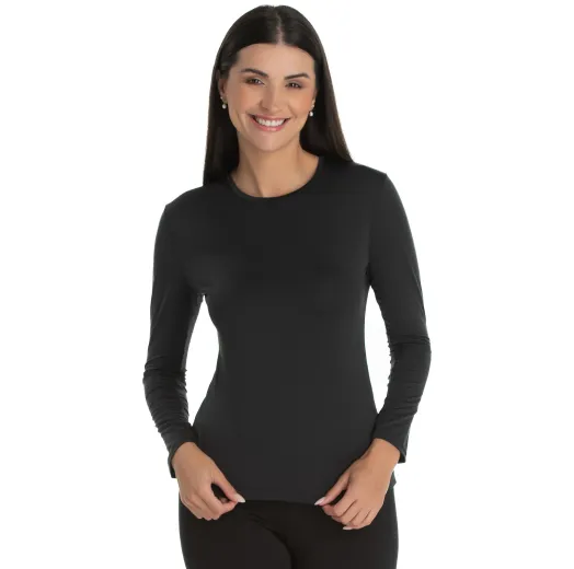 Kit 3 Camisetas Segunda Pele Manga Longa Feminina Preta UV 50+