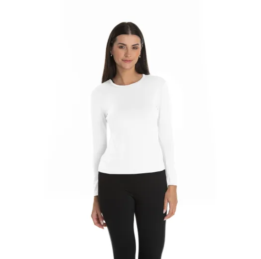 Kit 3 Camisetas Segunda Pele Manga Longa Feminina Branca UV 50+