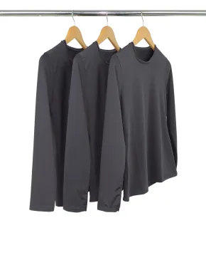 Kit 3 Camisetas Segunda Pele Manga Longa Masculina Cinza Chumbo UV 50+