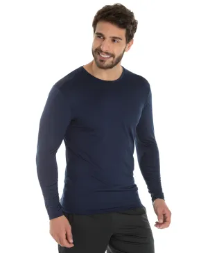 Kit 3 Camisetas Segunda Pele Manga Longa Masculina Azul Marinho UV 50+
