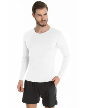 Kit 3 Camisetas Segunda Pele Manga Longa Masculina  Branca UV 50+