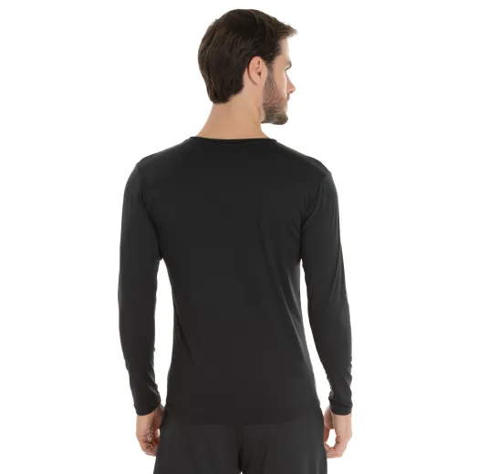 Kit 3 Camisetas Segunda Pele Manga Longa Masculina Preta UV 50+