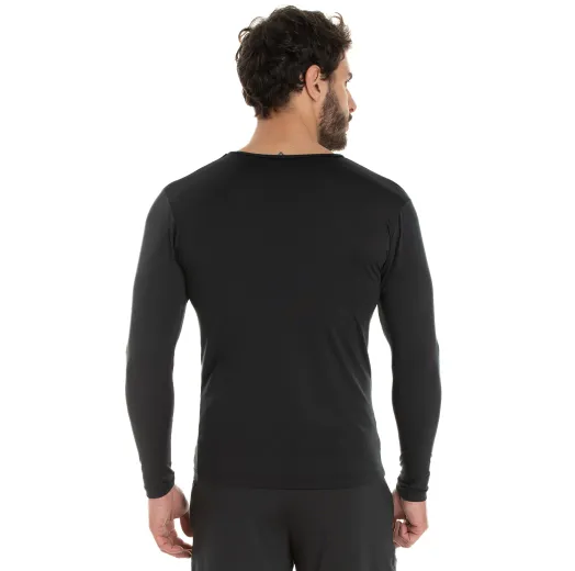 Camiseta Segunda Pele Manga Longa Masculina Preta UV 50+