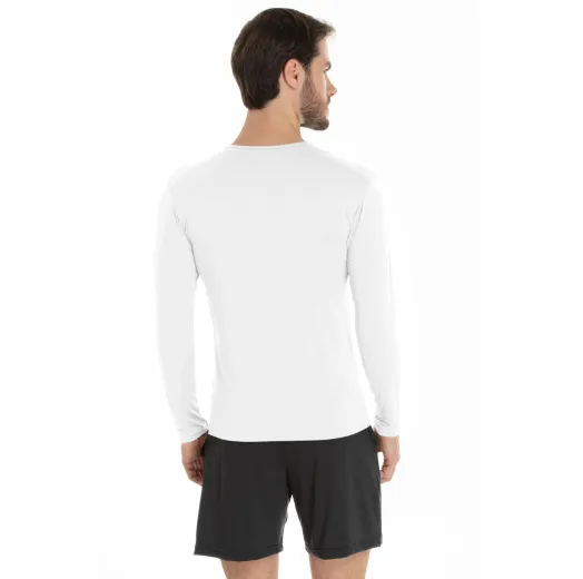 Camiseta Segunda Pele Manga Longa Masculina Branca UV 50+