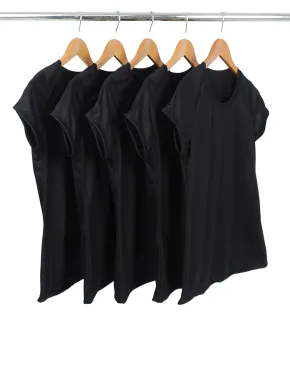 KIT 5 Baby Look de Poliéster/Sublimática Preta