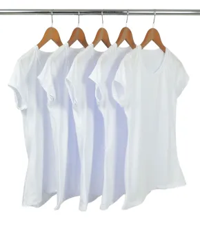 KIT 5 Baby Look de Poliéster/Sublimática Branca