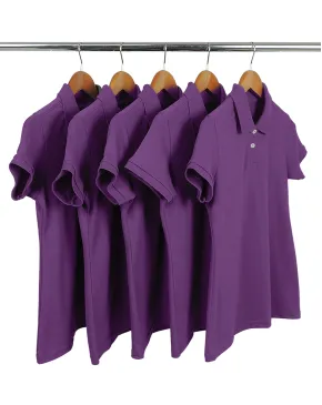 KIT 5 Camisas Polo Piquet Feminina Roxa