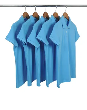KIT 5 Camisas Polo Piquet Feminina Azul Clara