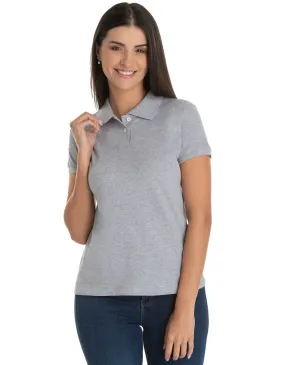 Camisa Polo Piquet Feminina Cinza Mescla