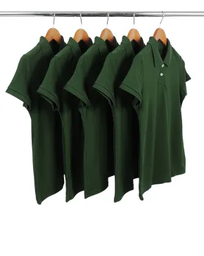 KIT 5 Camisas Polo Piquet Feminina Verde Musgo