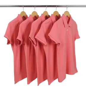 KIT 5 Camisas Polo Piquet Feminina Salmão