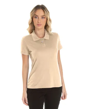 Camisa Polo Piquet Feminina Areia