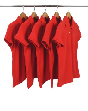 KIT 5 Camisas Polo Piquet Feminina Vermelha