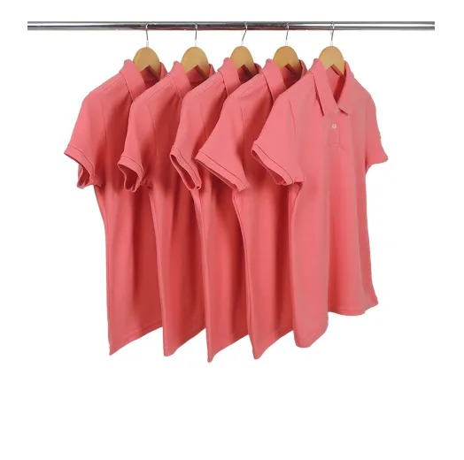 KIT 5 Camisas Polo Piquet Feminina Salmão