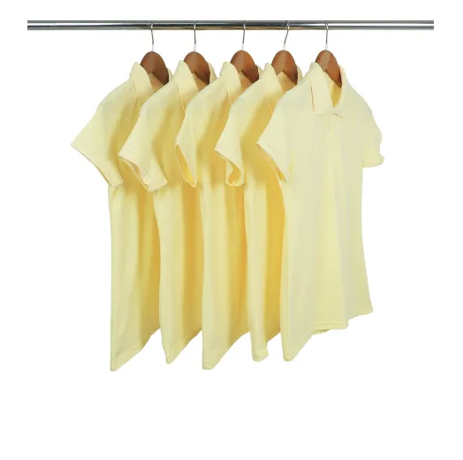 KIT 5 Camisas Polo Piquet Feminina Amarelo Claro