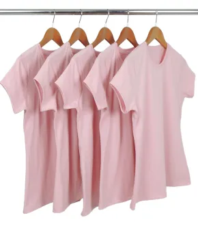 Kit 5 Camisetas Femininas Comfort Mescla Rosa Claro