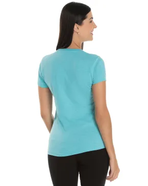 Camiseta Feminina Comfort Mescla Azul Turquesa