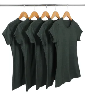 Kit 5 Camisetas Femininas Comfort Mescla Preta