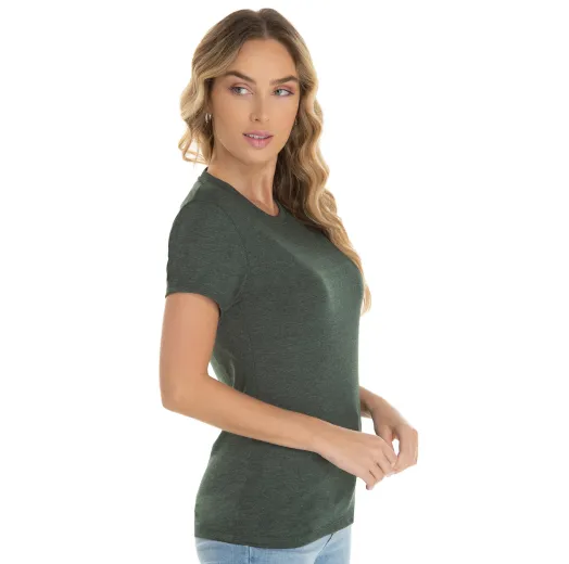 Camiseta Feminina Comfort Mescla Verde Oliva