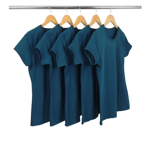 Kit 5 Camisetas Femininas Comfort Mescla Navy