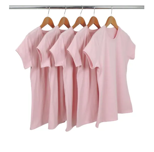 Kit 5 Camisetas Femininas Comfort Mescla Rosa Claro