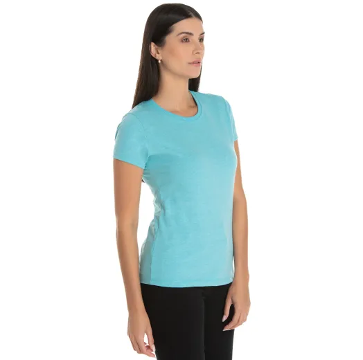 Camiseta Feminina Comfort Mescla Azul Turquesa