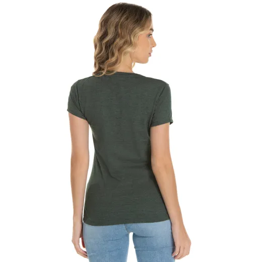 Camiseta Feminina Comfort Mescla Verde Oliva